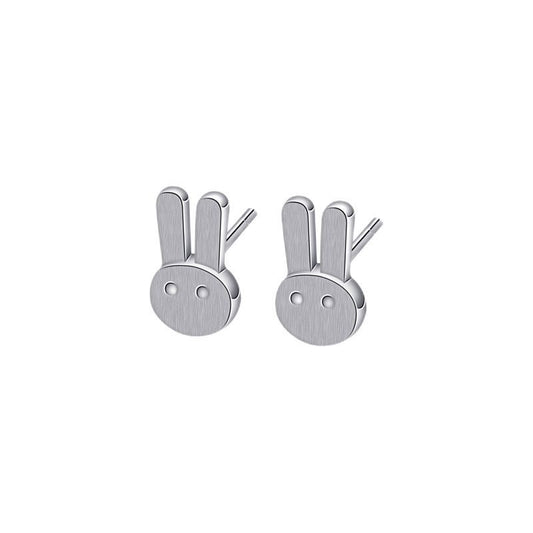 Silver Rabbit Ear Studs