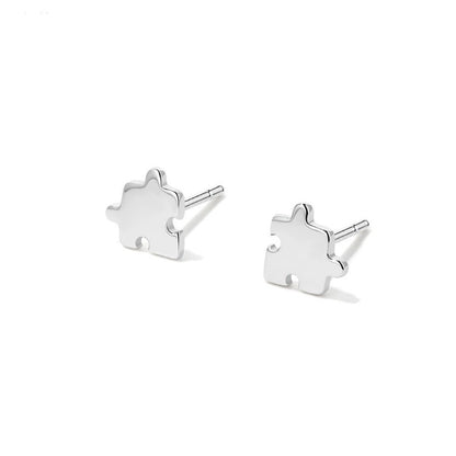 Silver Puzzle Ear Studs