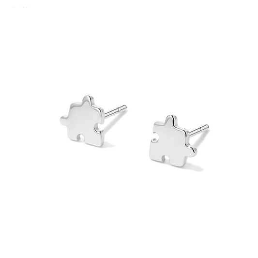 Silver Puzzle Ear Studs