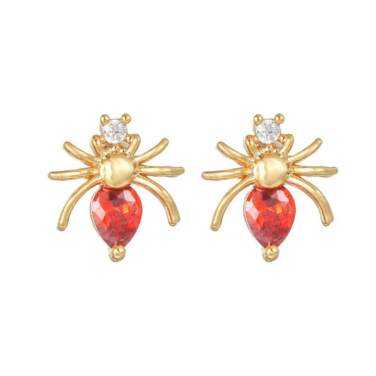 Gold Spider Ear Studs