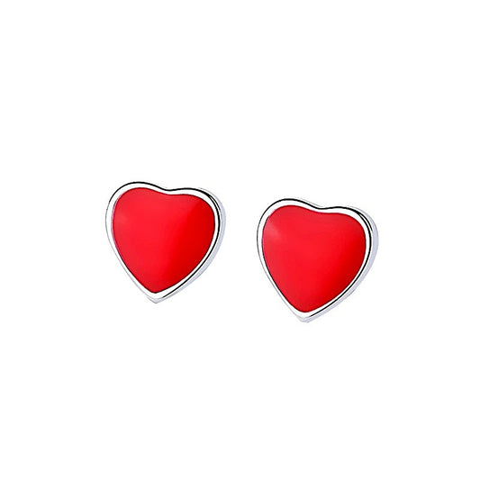 Tiny Red Heart Studs Earrings