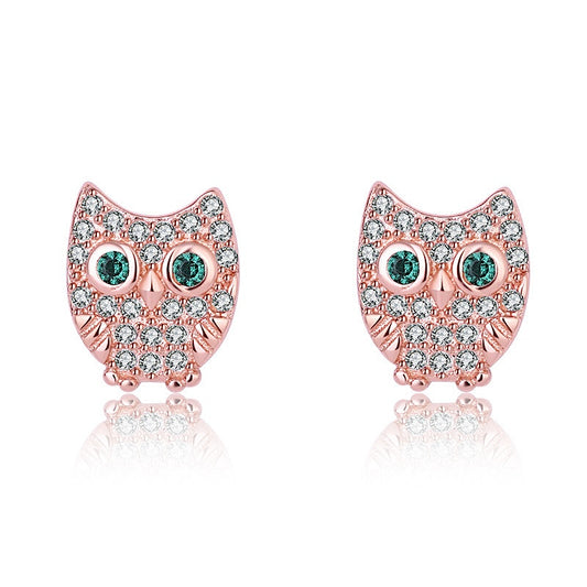 Rose Gold Owl Ear Studs