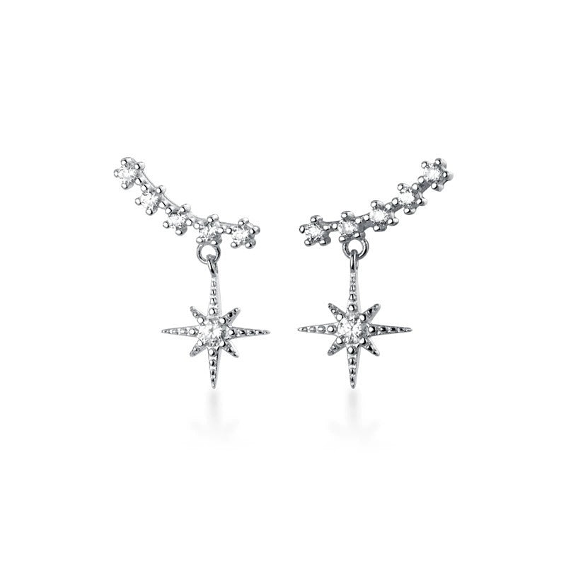 Silver Starburst Drop Earrings