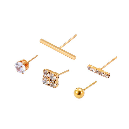 Set of 5 Minimalist Ear Studs Set
