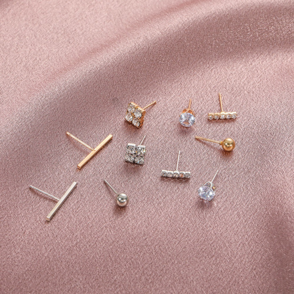 Set of 5 Minimalist Ear Studs Set