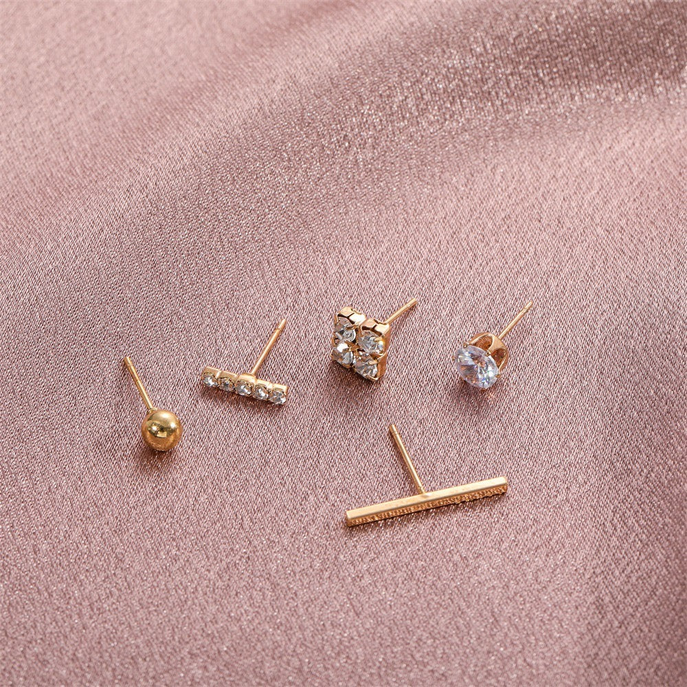 Set of 5 Minimalist Ear Studs Set