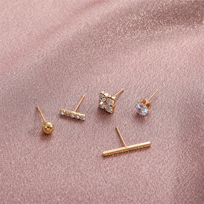 Set of 5 Minimalist Ear Studs Set