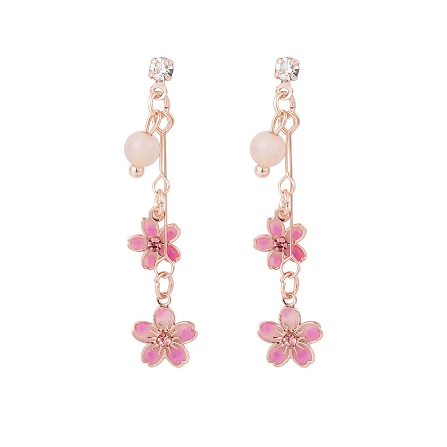 Pink Flower Sakura Earrings