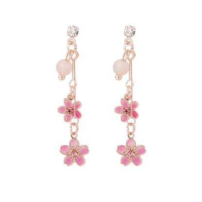 Pink Flower Sakura Earrings