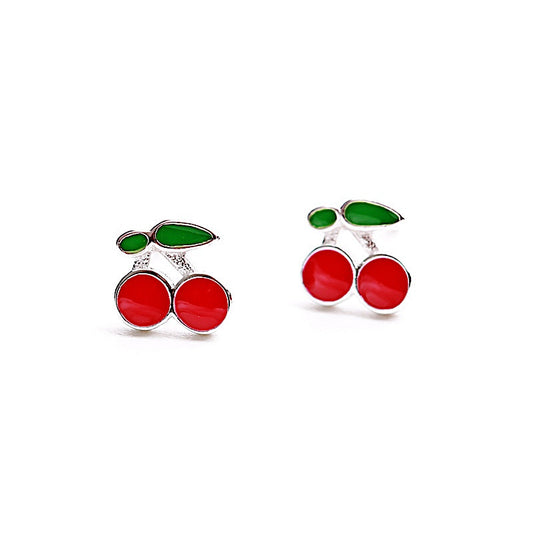 Tiny Cherry Fruit Studs Earrings