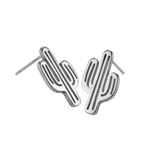 Silver Cactus Ear Studs