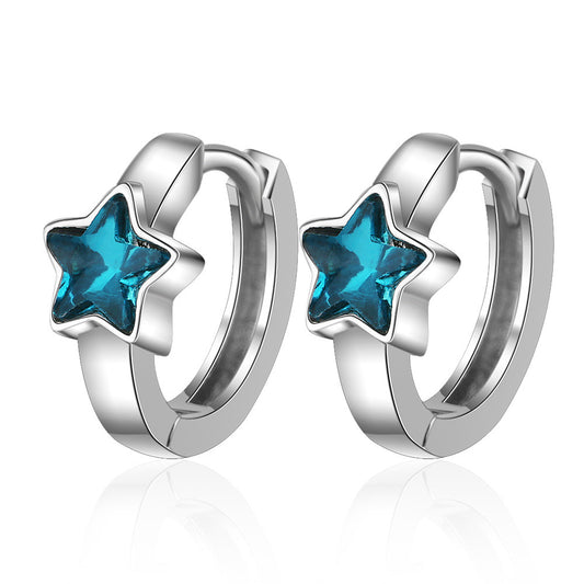Blue Star Huggie Earrings