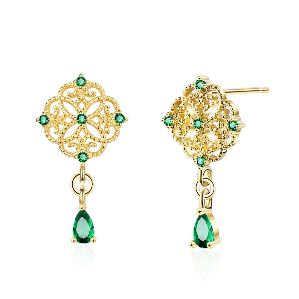 Green Gem Emerald Teardrop Earrings