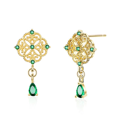 Green Gem Emerald Teardrop Earrings