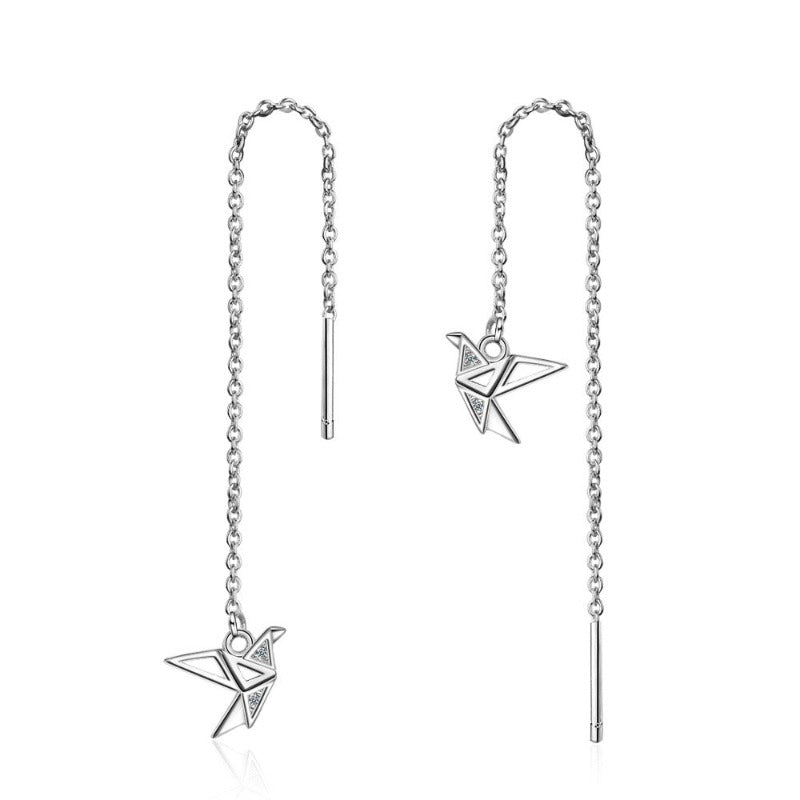Silver Origami Threader Earrings