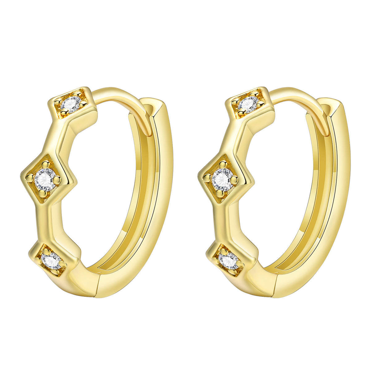 Gold Diamond Hoop Earrings