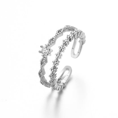 Silver Lace Double Band Ring