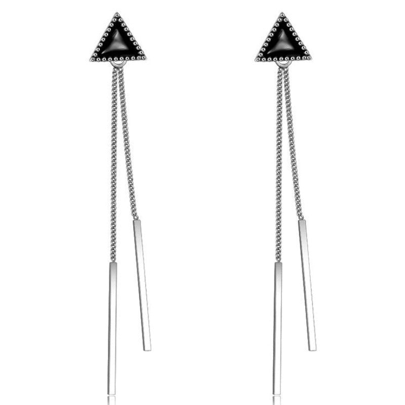 Silver Triangle Dangle Earrings
