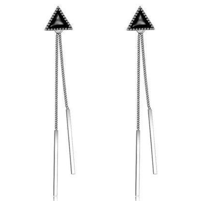 Silver Triangle Dangle Earrings