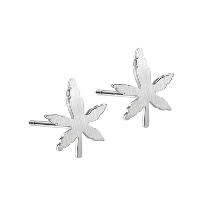 Silver Maple Leaf Ear Studs