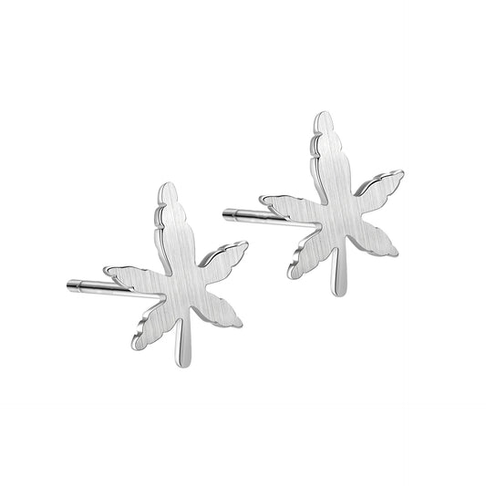 Silver Maple Leaf Ear Studs