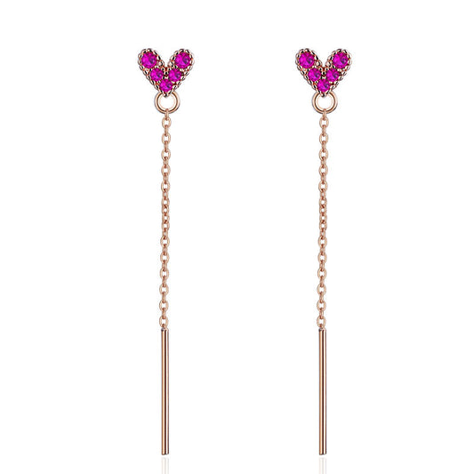 Heart CZ Dangle Earrings