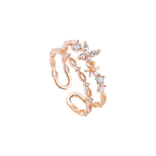 Butterfly Flower CZ Ring