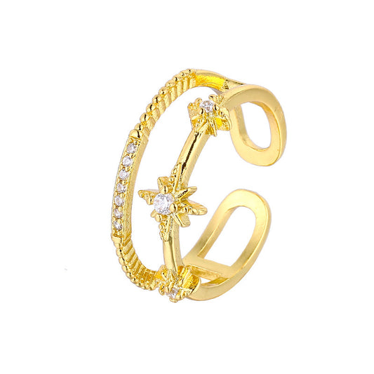 Trio Stars Double Layer Ring