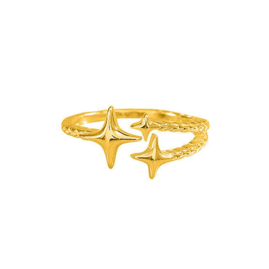 Triple Stars Dainty Gold Ring
