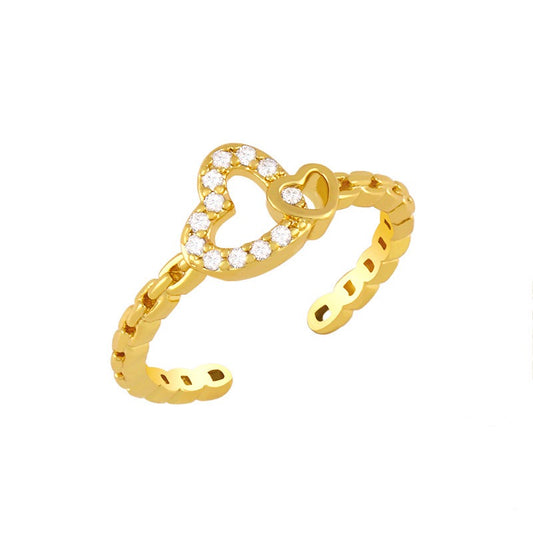 Double Heart Gold Ring