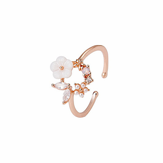 White Flower Wreath Ring
