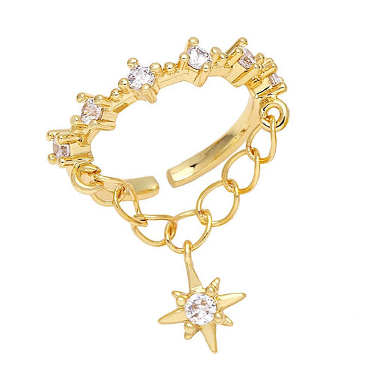 Gold Star Drop Ring