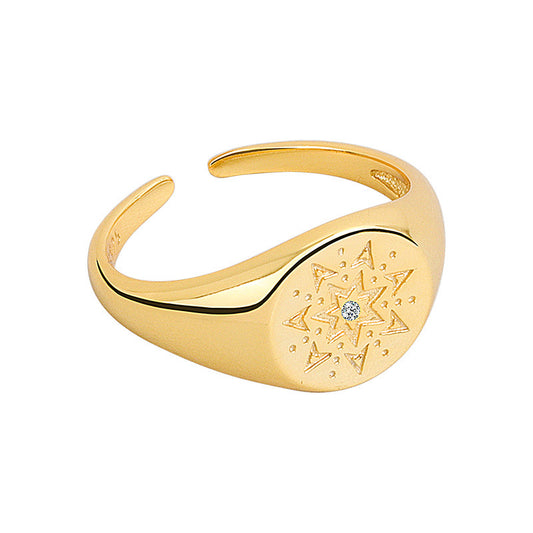 Gold Sun Signet Ring