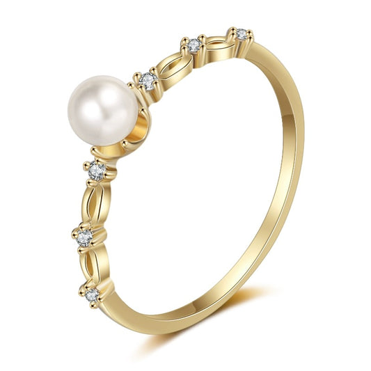 Gold Lace Pearl Ring