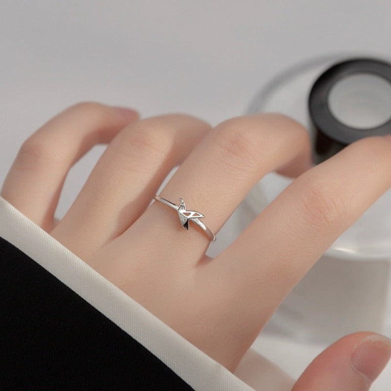 Silver Origami Bird Ring
