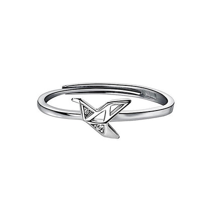 Silver Origami Bird Ring