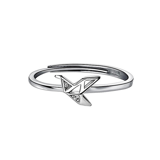 Silver Origami Bird Ring
