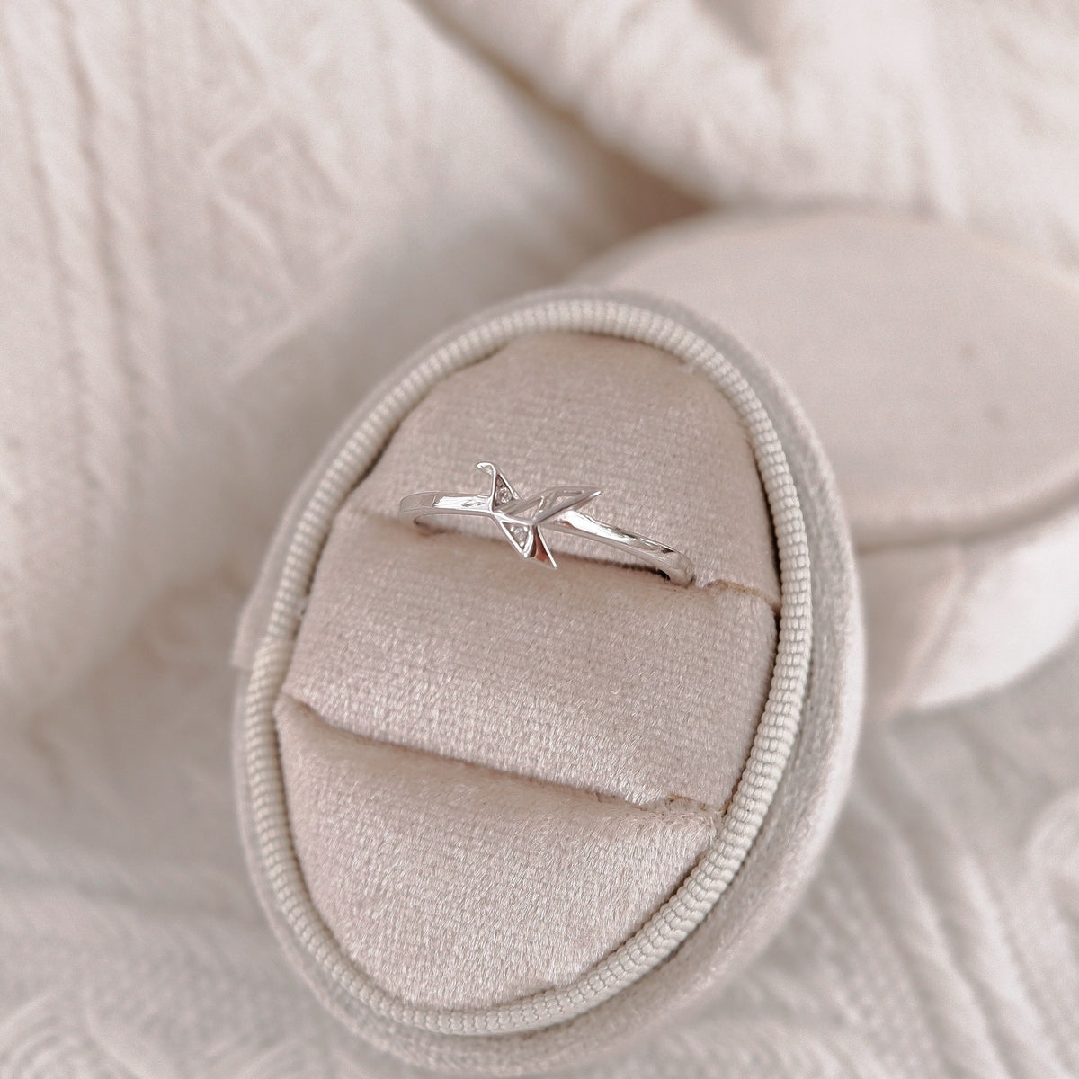 Silver Origami Bird Ring