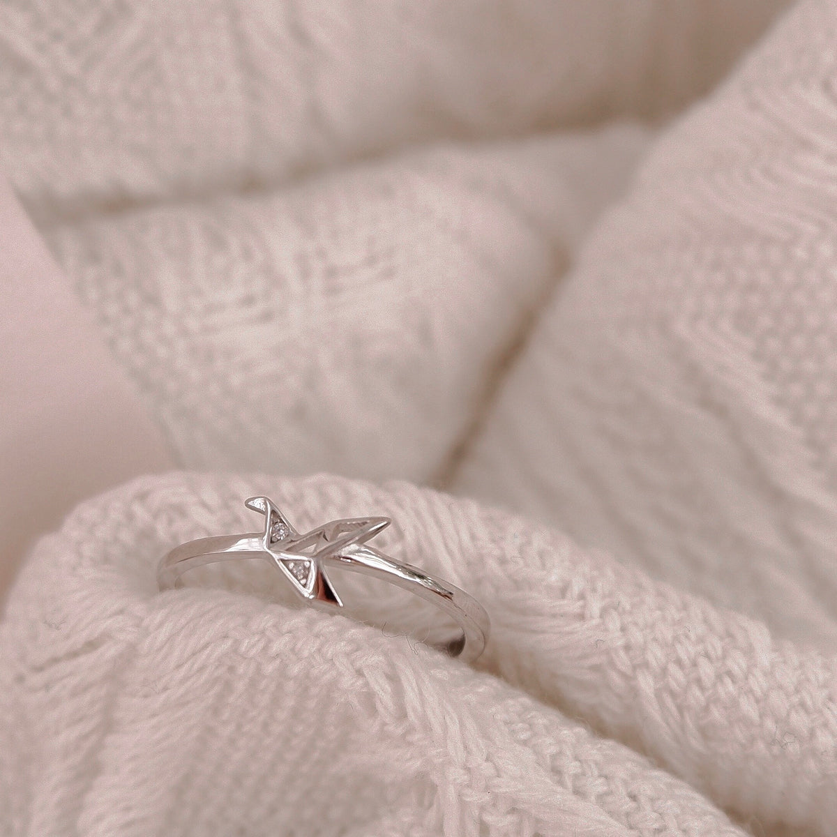 Silver Origami Bird Ring