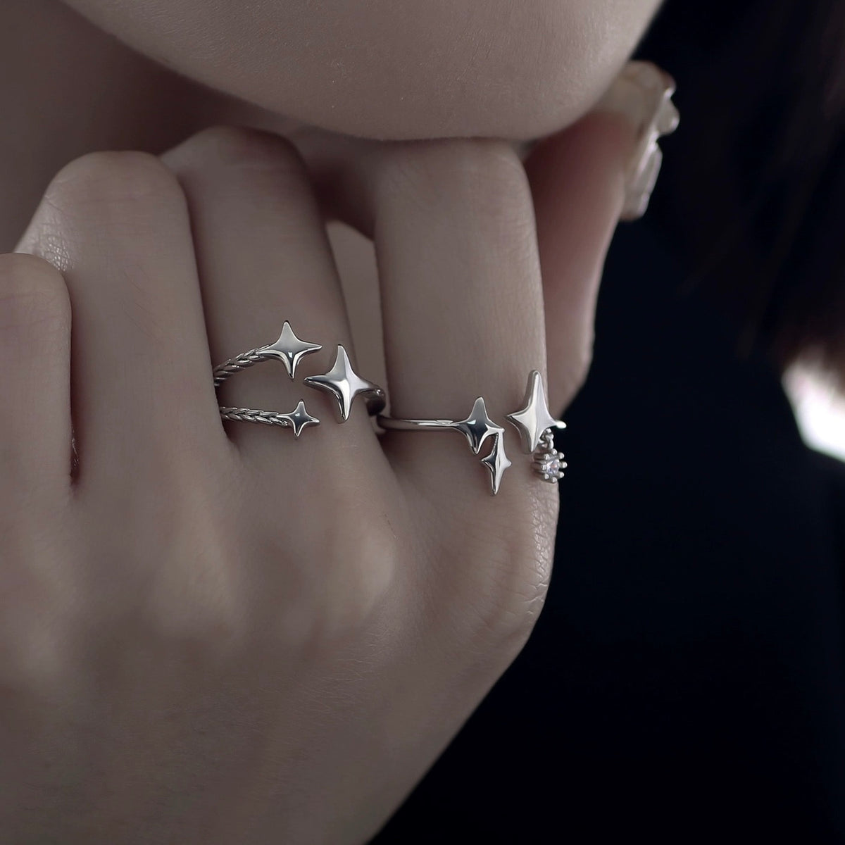 Triple Stars Dainty Gold Ring
