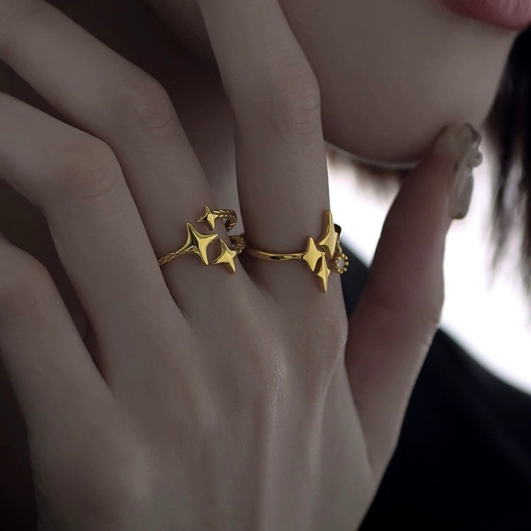 Triple Stars Dainty Gold Ring