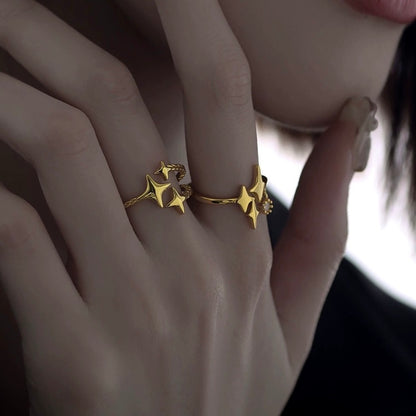 Triple Stars Dainty Gold Ring