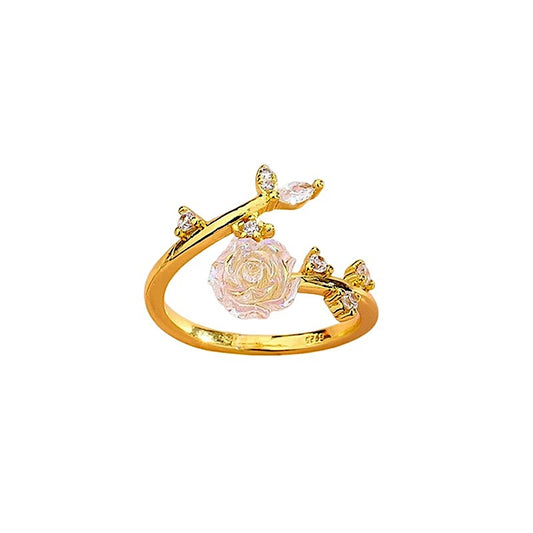 Gold Hologram Flower and Leaf Ring