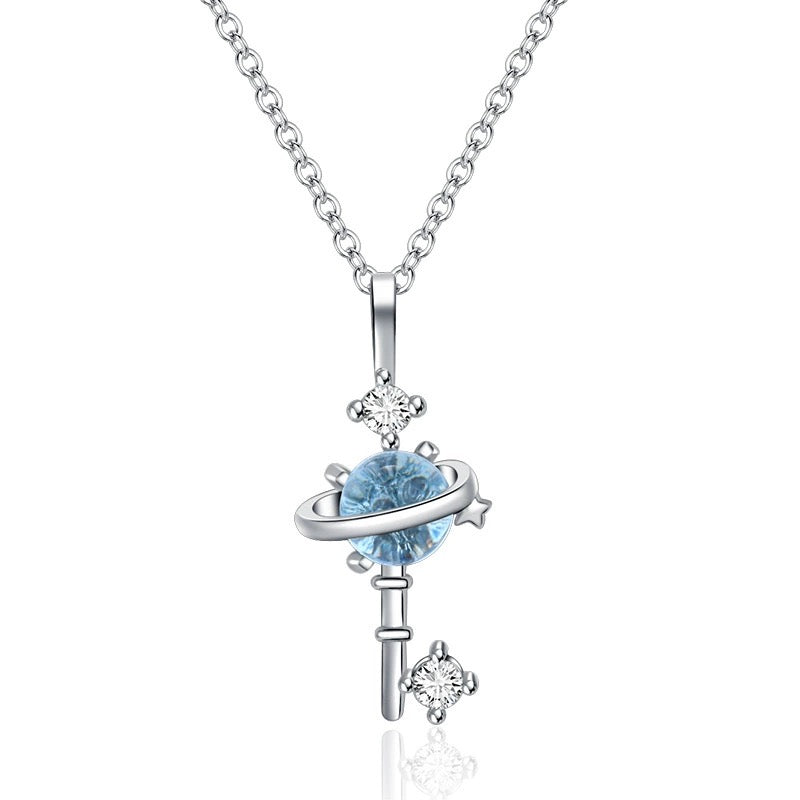 Blue Gem Key Necklace