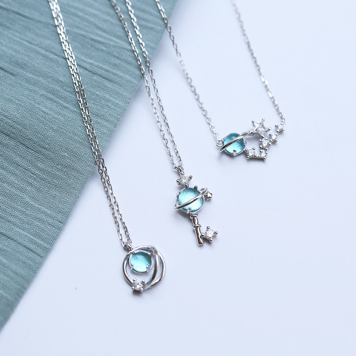Blue Gem Key Necklace