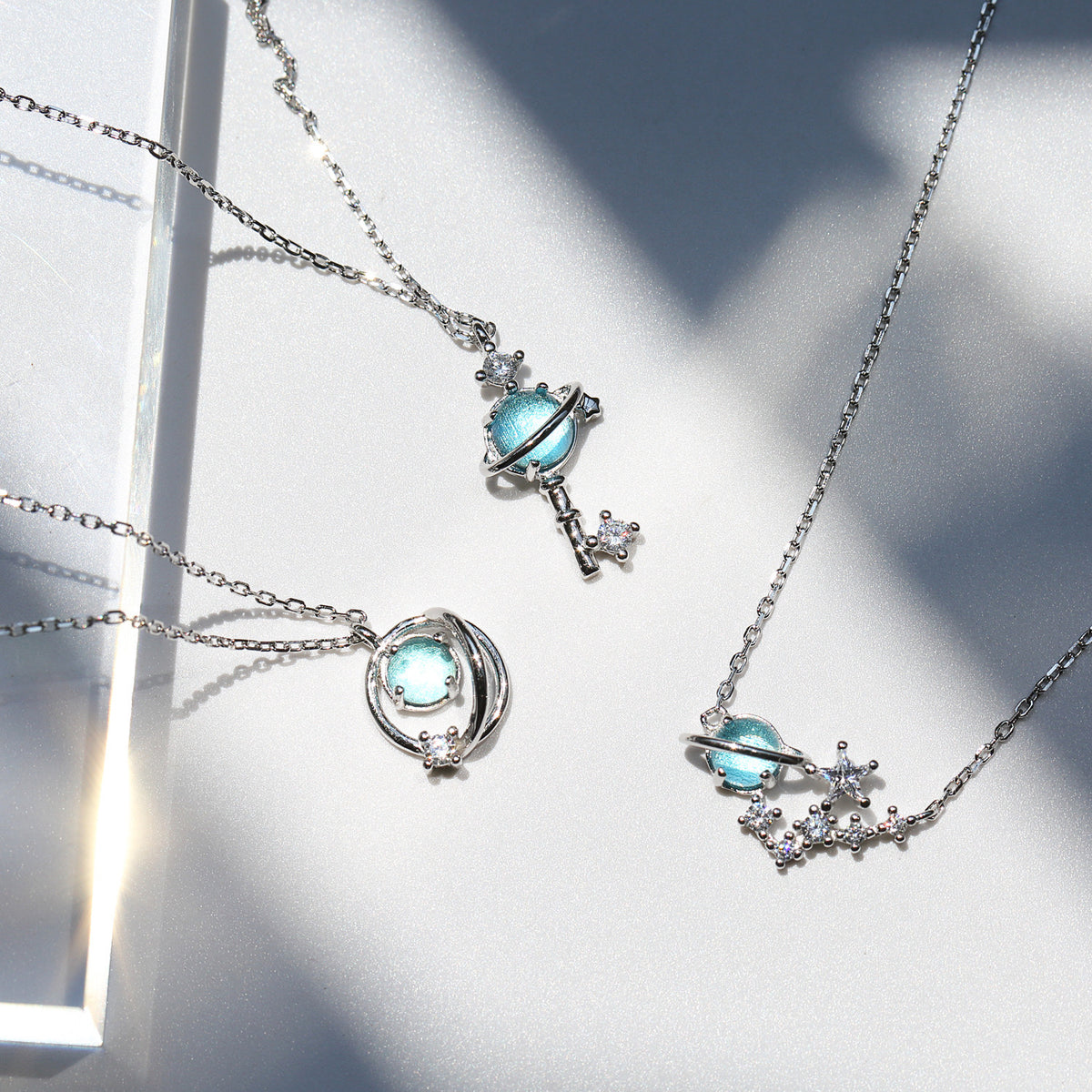 Blue Gem Key Necklace
