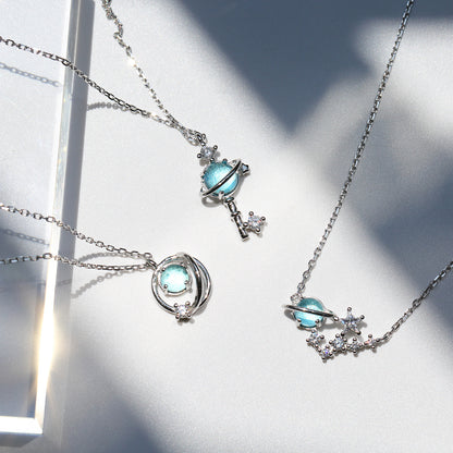 Blue Gem Key Necklace