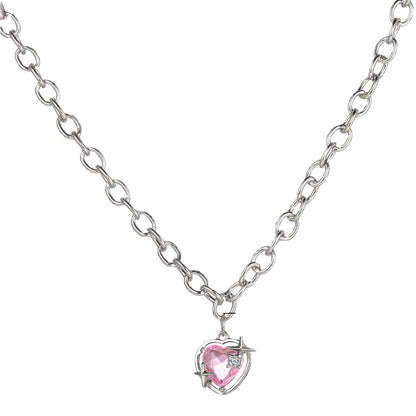 Pink Gem Heart Necklace