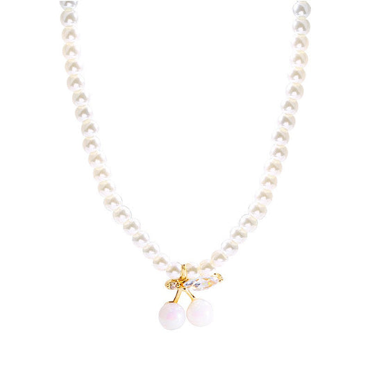 Pearl Chain Cherry Necklace
