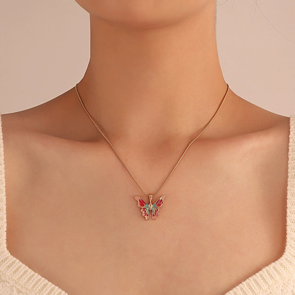 Pinky Butterfly Necklace
